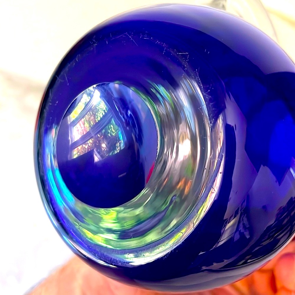 Vintage Cobalt Blue Art Deco Bubble Pitcher Louie Glass Co. Excellent Condition - Picture 9 of 14